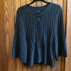 Banana Republic Pure Wool Cardigan, charcoal grey, classic style Size L